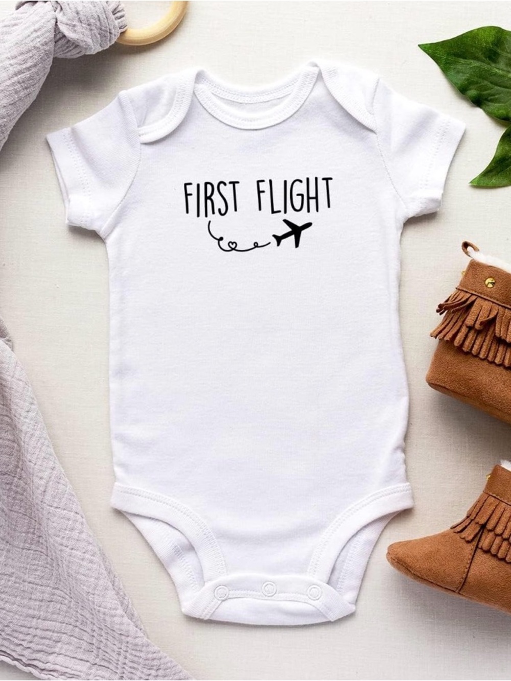 First Flight Airplane Baby White Onesie size 3-6 months
